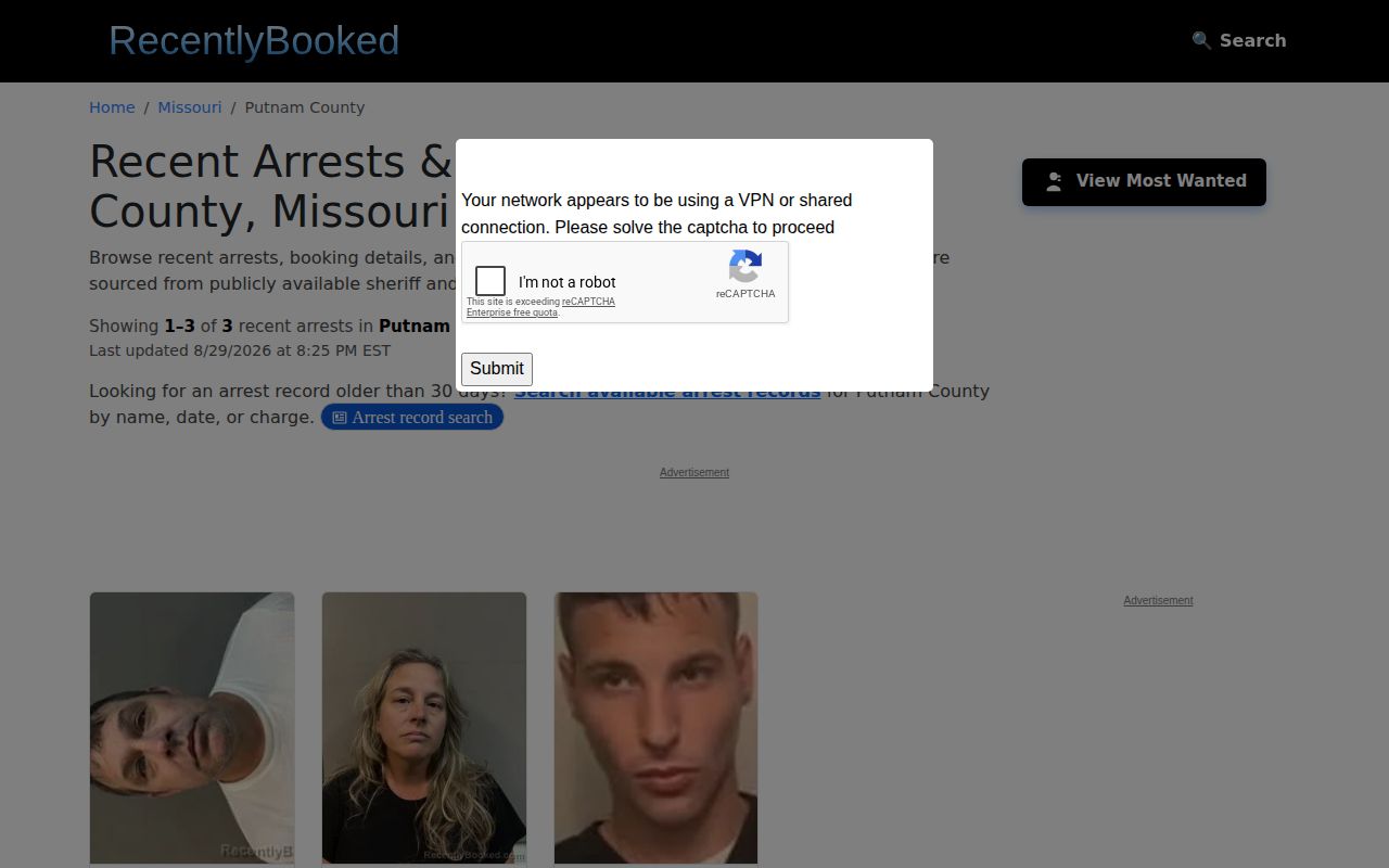 Unofficial Putnam County recent arrest source page